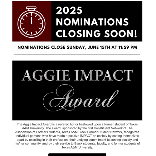 June 2025 - Times Running Out: Nominate An Aggie! 🏆
